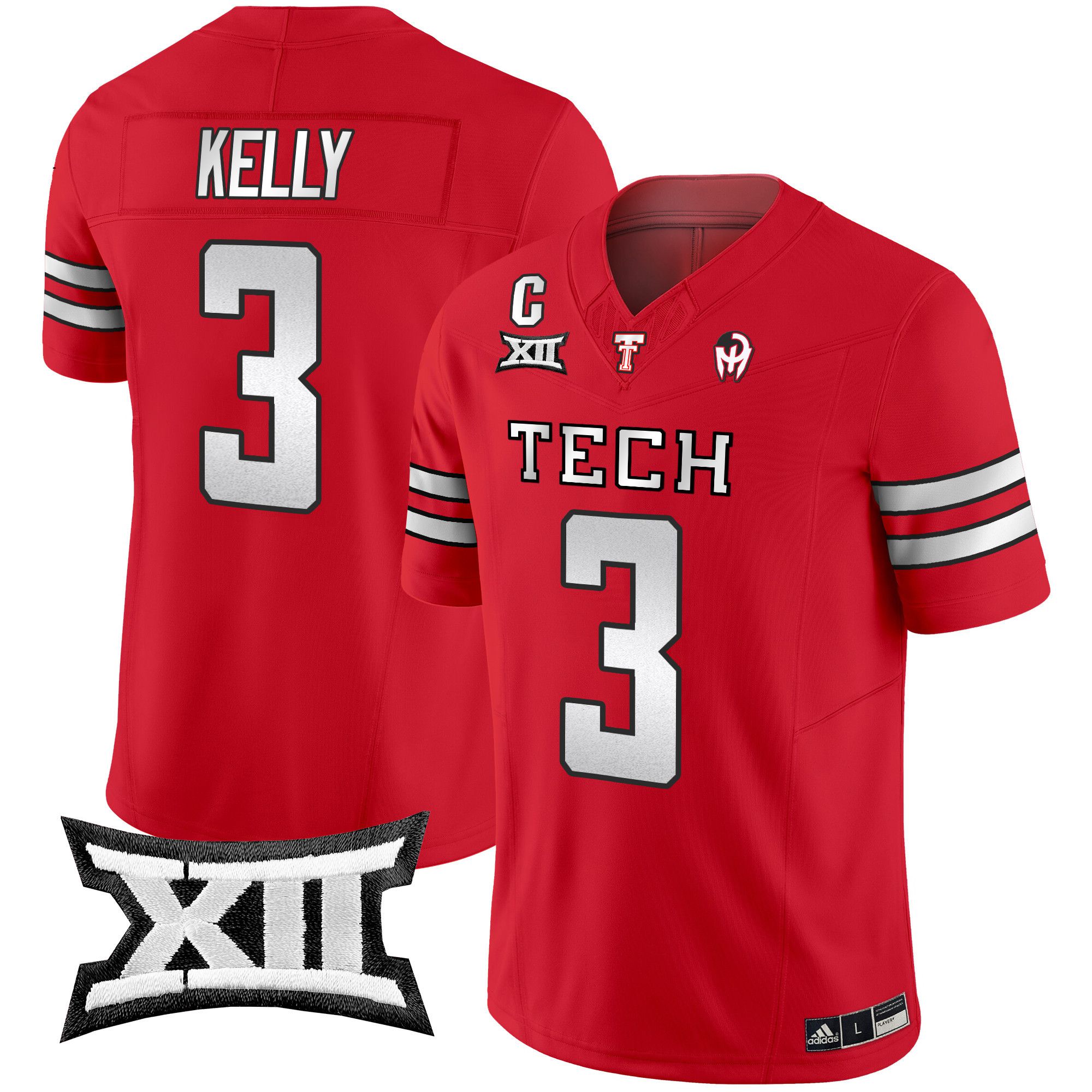 Men Texas Tech Red Raiders #3 Kelly Red 2024 Patrick Mahomes Symbol Vapor Limited NCAA Jersey style 1